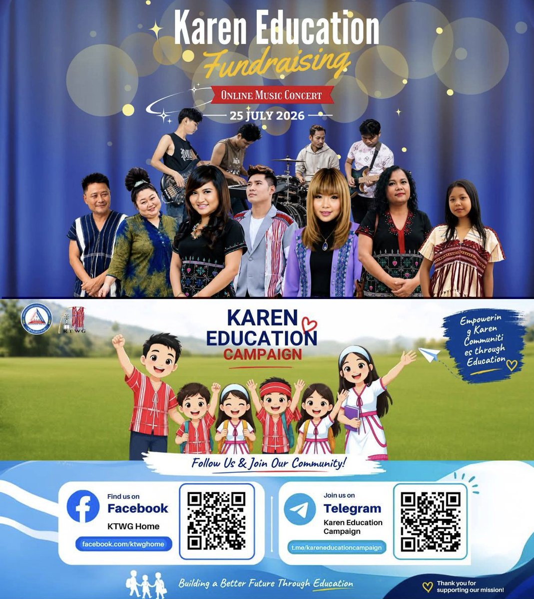 zoyaphan's tweet photo. Support Karen education through @karen_kecd and Karen Teacher Working Group. Online Music Live Show Concert on 25 July 2026 to raise funds for teachers serving in conflict-affected areas of Kawthoolei. 
See more here- https://t.co/Qj2x0xCzSx https://t.co/YC96tpwN5a
