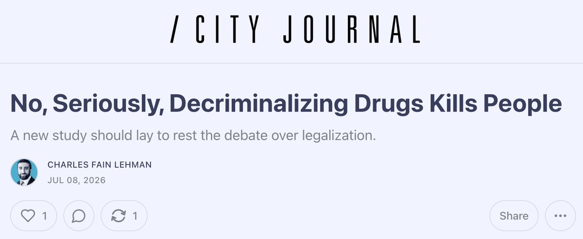 CharlesFLehman's tweet photo. I wrote about this paper, and the long-running empirical debate about the effects of decriminalization in Washington and Oregon, for the @CityJournal SS:

https://t.co/Arj0v7ISvc https://t.co/FLNPWBV0r9