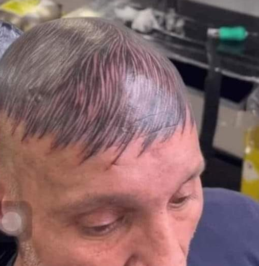 Callunc's tweet photo. Hair tattooing really is a thing 😂 https://t.co/YDZ0q6IWUa