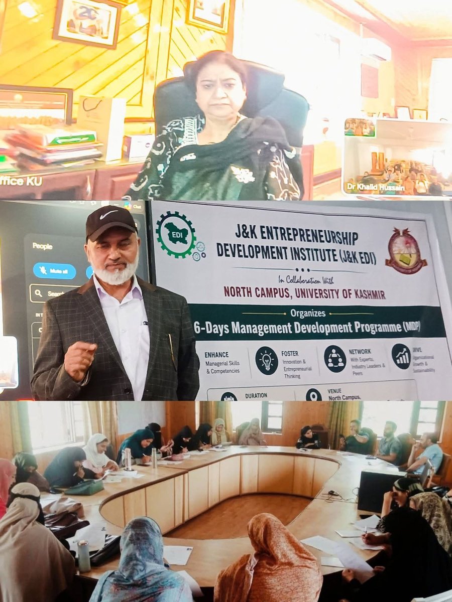 CnnKashmir's tweet photo. Vice Chancellor, University of Kashmir, Prof. Neelofer Khan, today inaugurated a Management Development Programme (MDP) under the Raising and Accelerating MSME Performance (RAMP) initiative at the University of Kashmir, North Campus, Delina, Baramulla.@UoKashmir https://t.co/8N7N96O2Oy