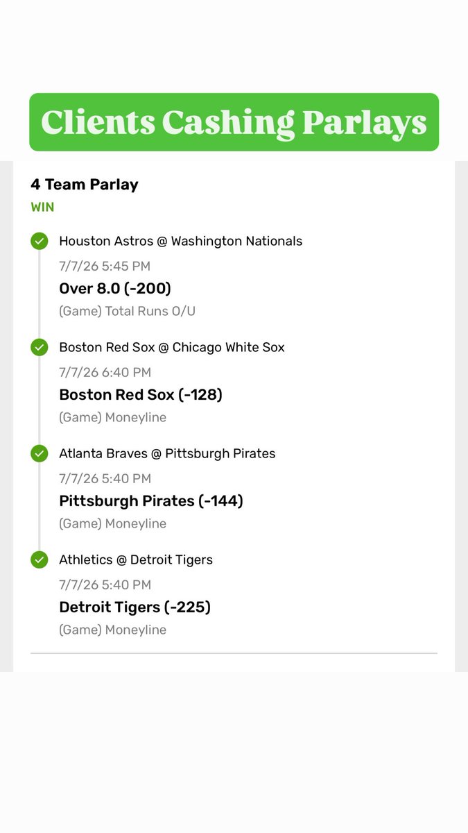 unclebennysbets's tweet photo. Join the team, stay disciplined, make some money. Repeat.
#Gambling𝕏 #sportsbetting #parlay #gamblingtwitter https://t.co/hNa7hsuEIO