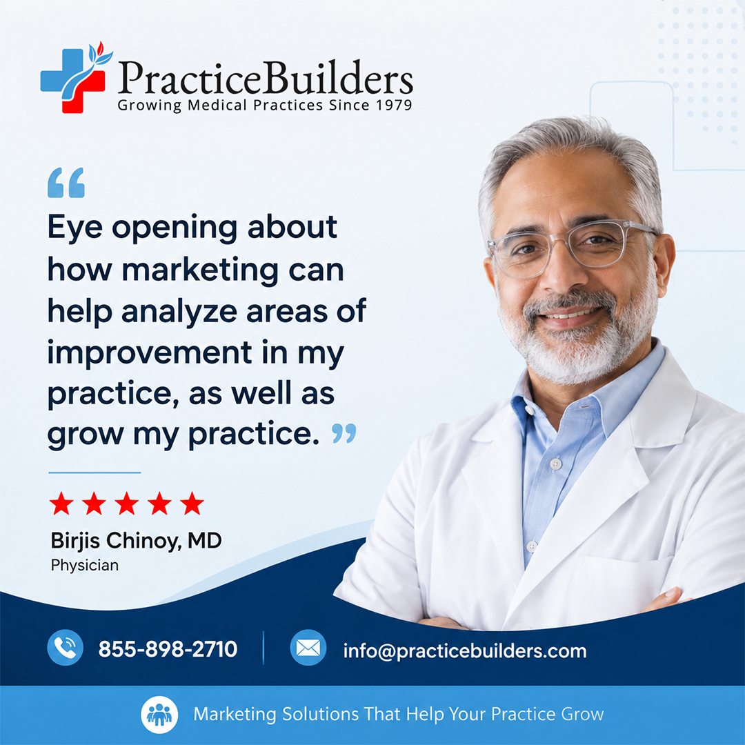 PracticeBuildrs's tweet photo. Great marketing does more than attract new patients—it helps you see your practice differently. Dr. Birjis Chinoy found that working with Practice Builders revealed opportunities for improvement and growth. See your practice through your patients' eyes. 💡

#HealthcareMarketing https://t.co/n0gFY8rrwt
