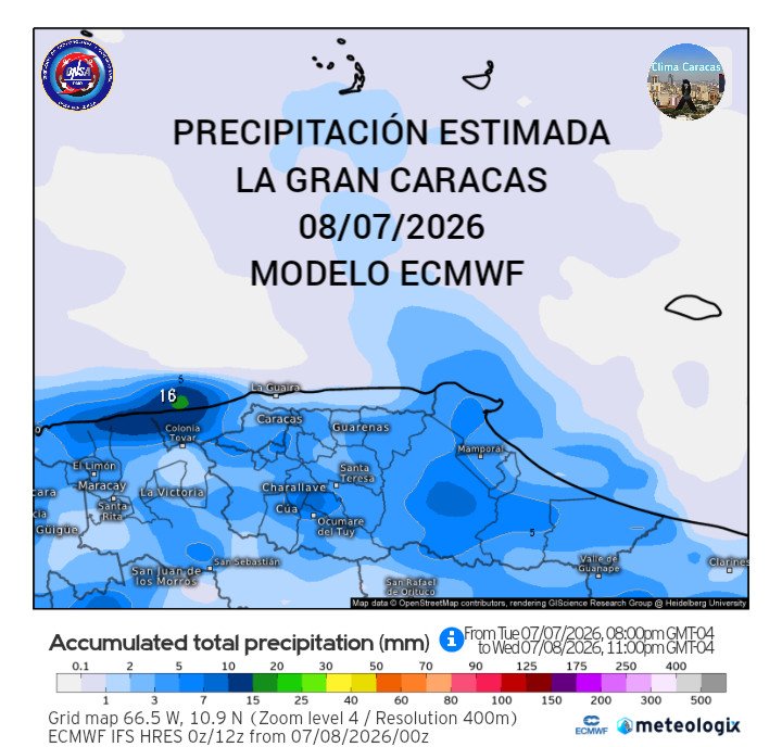 meteoccs's tweet photo. #08Jun | Precipitación Estimada para la Gran Caracas. https://t.co/h2TmqRwIvR