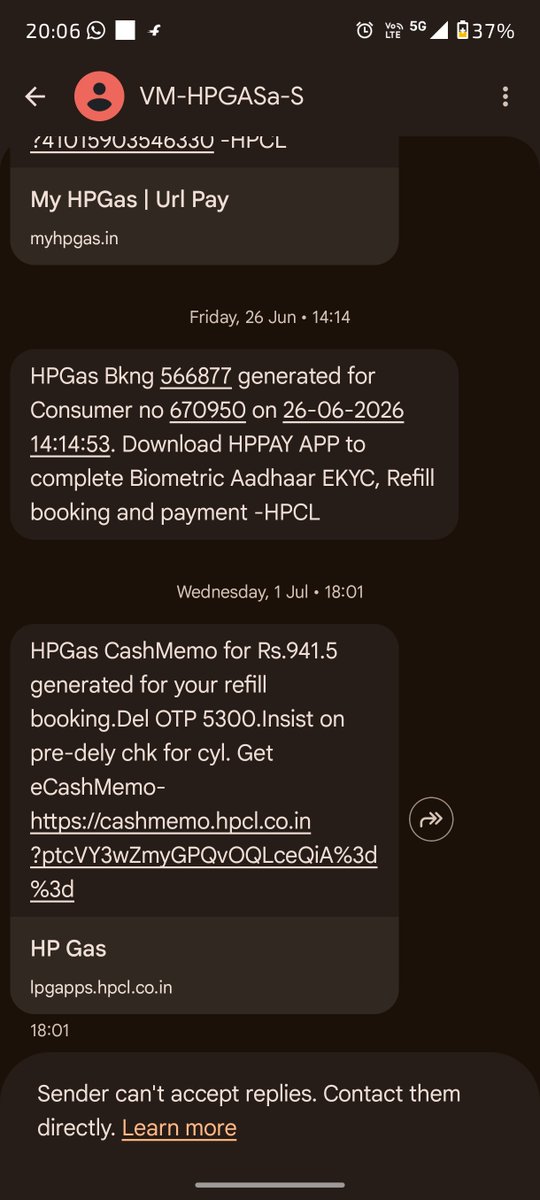 ayazk8652's tweet photo. I want to expose gas chori in kurla east by laxmi gas service i booked gas refill on 26/06/26 and till 7 july they didn't dilver the cylinder today they deleted the message in cash memo and reinitiate the booking @HPCL @mlamangesh @mieknathshinde https://t.co/UXcjXS4u7t