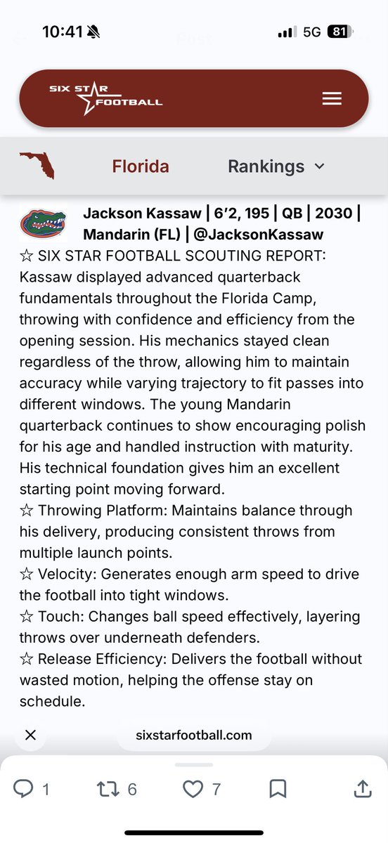 JacksonKassaw's tweet photo. @sixstarfootball @qbBrady8 @JakeAndres40247 @the_greatnate7 @BarbayKarson Thank you for the write up. Appreciate the support. https://t.co/AMcaXJN7sG