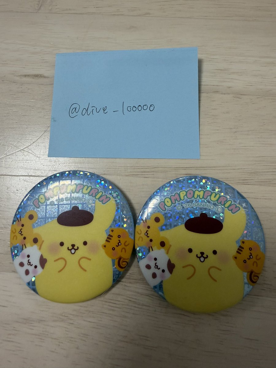 dive_looooo's tweet photo. サンリオ ポムポムプリン ダイソー ホログラム缶バッジ 交換を探しています。

【譲】 ゆるかわ ×2

【求】 ぎょうざ さくらんぼ

郵送交換希望です。
お気軽にご連絡ください◎ https://t.co/4dSuTTUmuW