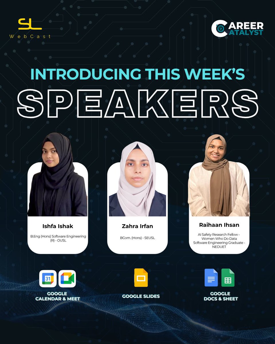SLWebCast's tweet photo. Meet the facilitators for this week!
#SLWebCast
#CareerCatalyst
#SkillDevolopment
#FreeWorkshop https://t.co/5ieUNTAICx
