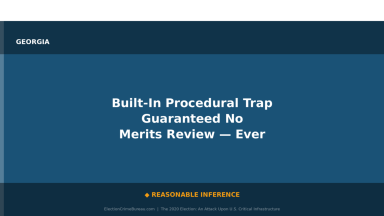pjcolbeck's tweet photo. EVIDENCE:   System Rigged Against Election Fraud Claims - Circular "Ripeness /   Mootness" Trap - Pre-Election Claims Premature- Post-Certification   Claims Moot (GA) 
https://t.co/P72DWReZFw https://t.co/tSO8JrdTxs