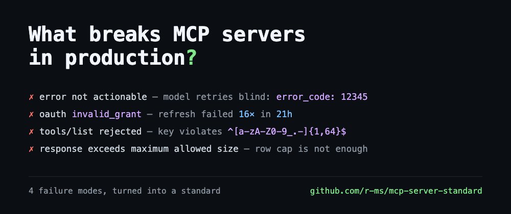 m_rakutko's tweet photo. We run MCP servers for the whole company - an analytics gateway over the warehouse and AI-Lens. Production broke them in ways no demo shows.

Here I want to share issues I've spent most time debugging them. https://t.co/dSWkogg8ef