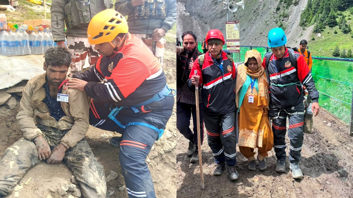 13Bnndrf's tweet photo. #shriamarnathjiyatra2026
The NDRF Special Mountain Rescue Teams deployed along the Yatra routes are providing prompt humanitarian assistance, first aid and emergency response services to pilgrims, ensuring their safety throughout the challenging journey to the Holy Cave for Darshan.
@NDRFHQ 
@ndmaindia 
@official_dgar