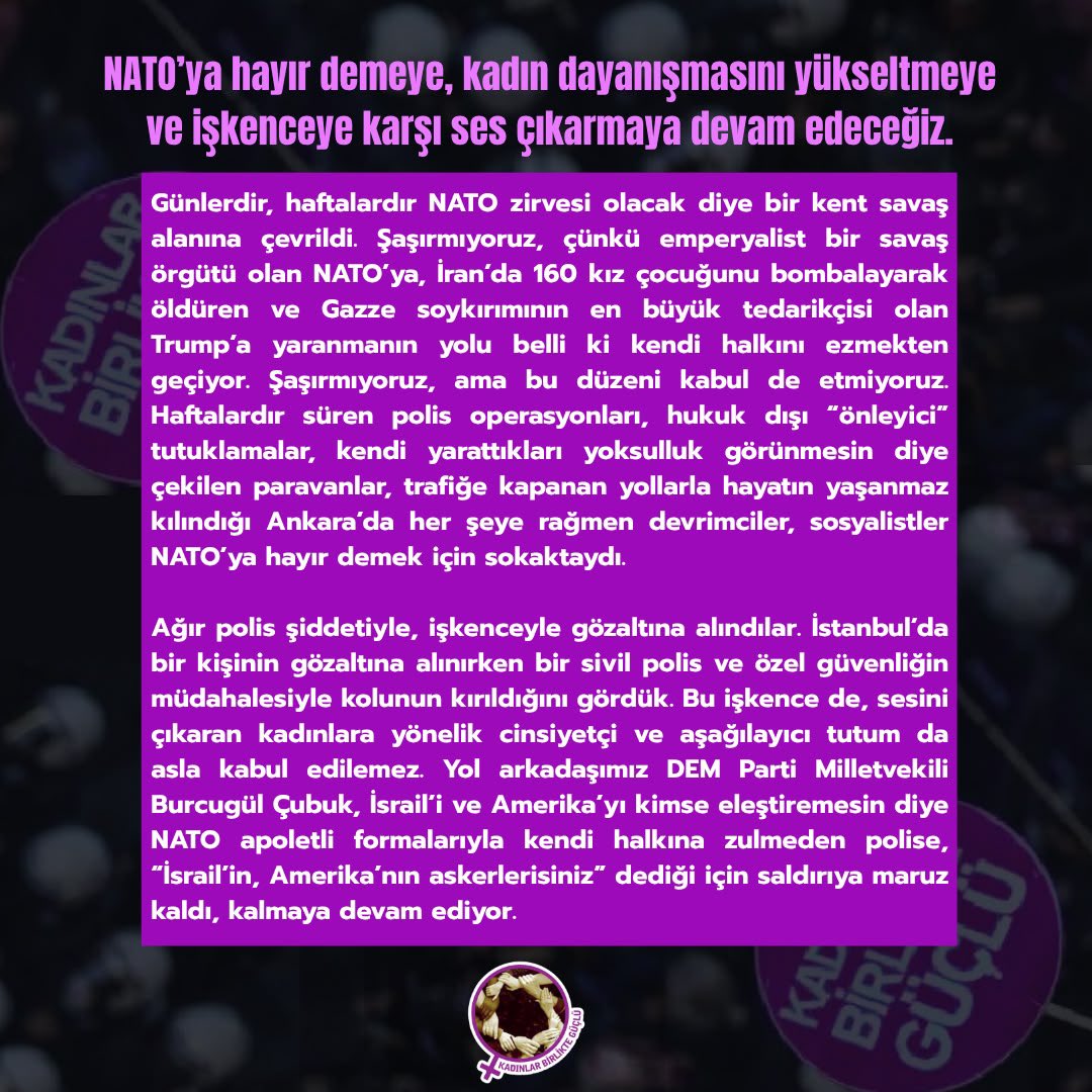ydkonline3's tweet photo. 📢 Açıklamamız!

NATO’ya hayır demeye, kadın dayanışmasını yükseltmeye ve işkenceye karşı ses çıkarmaya devam edeceğiz.

İşkenceci polisler, özel güvenlik ve sosyal medyadan küfürle hedef gösteren eski belediye başkanı hakkında soruşturma başlatılsın! https://t.co/d4fMAWkPvc