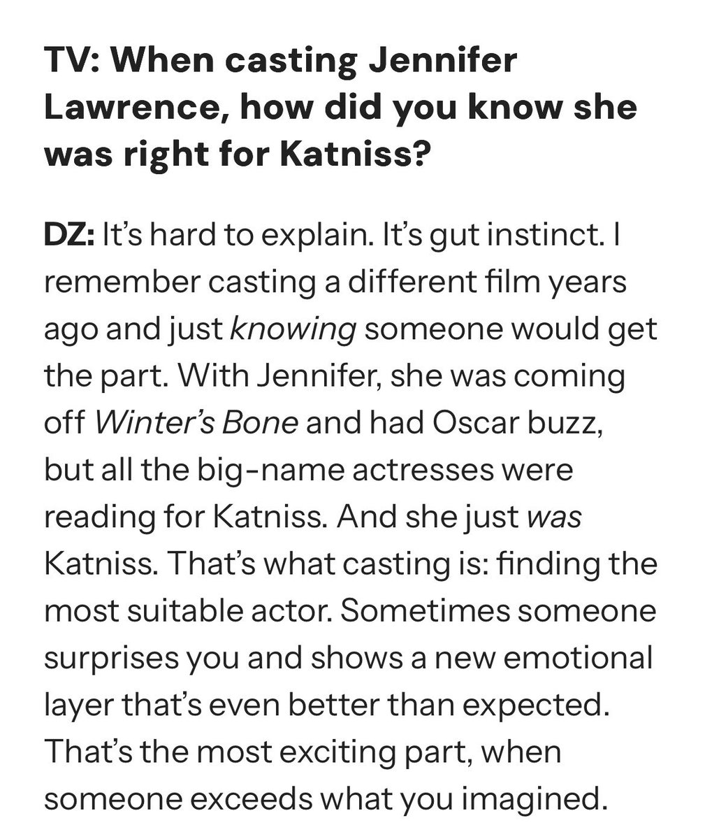 axelstacy_'s tweet photo. @corporatecake the person youre thinking of is the casting director, debra zane. suzanne only co-wrote the script. she was an executive producer &amp; screenwriter but there is 0 evidence out there that she was involved with casting. the idea that she "hand picked" jlaw is misinfo https://t.co/q9oCpDNYk3