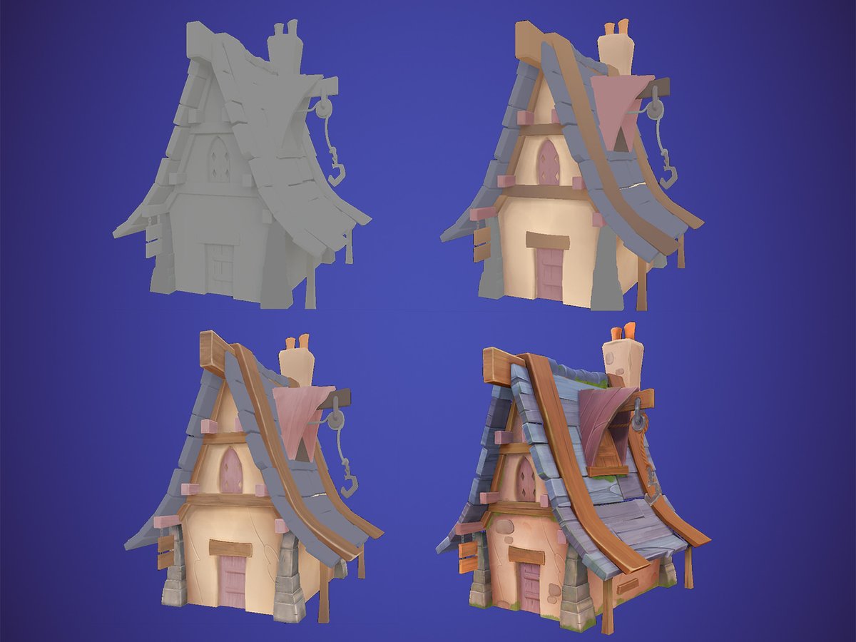 ArtStylized3D's tweet photo. The Little House Handpainted - Night Render 🌙

A night-time version of this little house, inspired by Étienne Savoie’s design. I took the opportunity to integrate a few assets created for other projects... and Lilo the mouse is still hanging around!

#3DArt #StylizedArt #HandPaint #3Dcoat