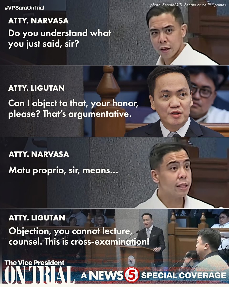 imtheatan's tweet photo. The defense tried to play law professor mid-trial, but the prosecution dropped a hard "class dismissed." 

Trying to lecture on *motu proprio* during cross-examination? Back to law school, counsel! 😂 https://t.co/BsgISj1Siz