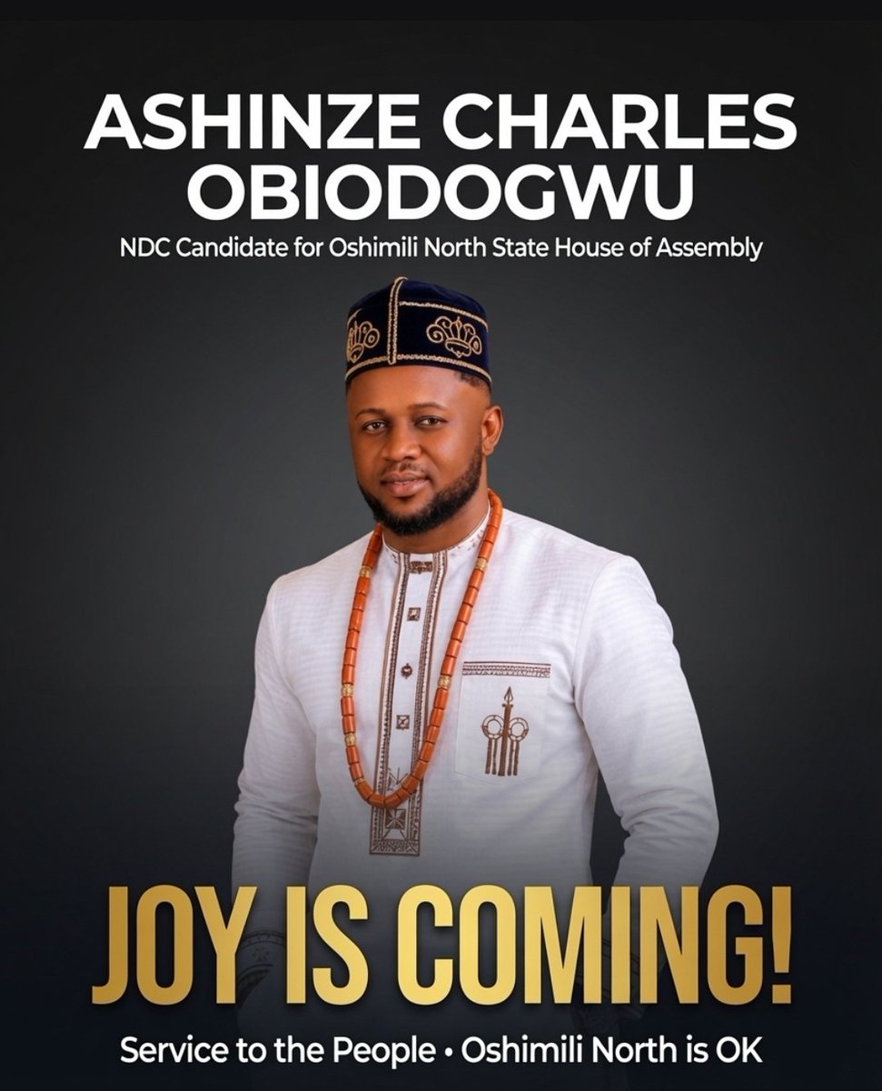 ACO101988's tweet photo. JOY IS COMING!

I have always believed that leadership is about service, sacrifice, and genuine commitment to the people. My journey is not about personal ambition; it is about the collective hope and future of our dear Oshimili North.

I remain committed to listening, serving, and working for a stronger, united, and prosperous constituency where every community matters and every voice counts.

With your support and by the grace of God, we will move Oshimili North forward.

Everybody deserves to smile,  let's make it happen!

Service to the People. Oshimili North is OK!

#ACO2027 
#JoyIsComing 
#OshimiliNorth 
#NDC 
#ServiceToThePeople