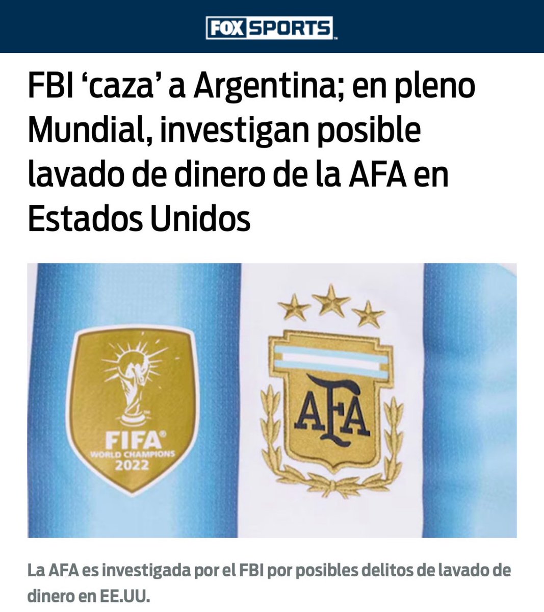 porktendencia's tweet photo. "La AFA":
Porque informan que el FBI investiga sus operaciones en Estados Unidos por presunto fraude y lavado de dinero https://t.co/vI5RzRaYBF