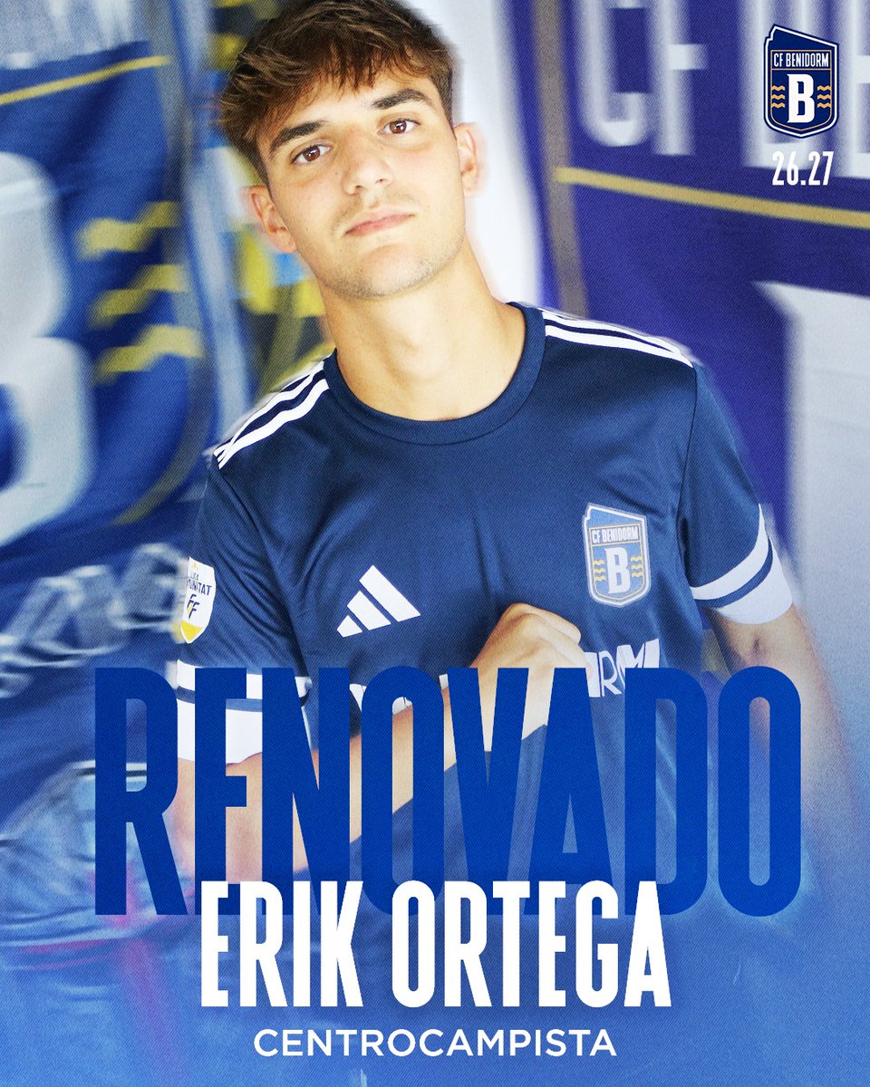 RCFBenidorm's tweet photo. 🆕✍🏽 𝗥𝗘𝗡𝗢𝗩𝗔𝗗𝗢 | 𝗘𝗿𝗶𝗸 𝗢𝗿𝘁𝗲𝗴𝗮
¡Solidez y futuro que siguen en el Guillermo Amor! 💙🏠

Afronta su segunda temporada en el club como mediocentro defensivo joven, fiable y con una capacidad de trabajo que encaja a la perfección con la identidad del #CFBenidorm. 🔥💪🏽 https://t.co/fs1oVEZaZo
