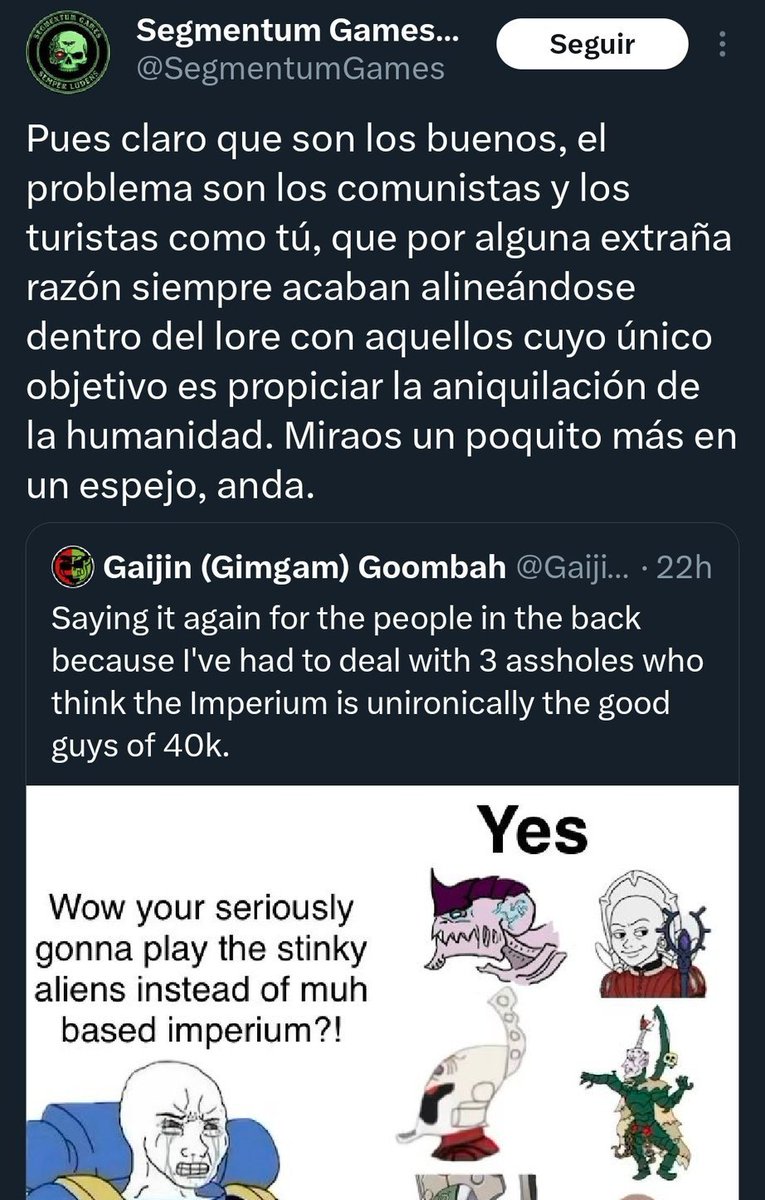 your_duskbro's tweet photo. @jade_the_shade9 Los imperiales son tan graciosos por que lloran de manera increíble por elegir una faccion en un juego que va de elegir facciones https://t.co/wXNd9h30f6