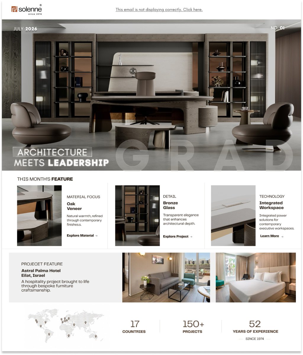 bashar28t's tweet photo. Architecture meets leadership.
Solenne’s GRAD ExecutiveCollectioncombines warm oak veneer, bronzeglass details,integrated technology, and refined craftsmanship for modern executive spaces.
With52years of experience17countriesand 150+ completed projects,Solennedesigns for leaders. https://t.co/4PdocsF5Sc