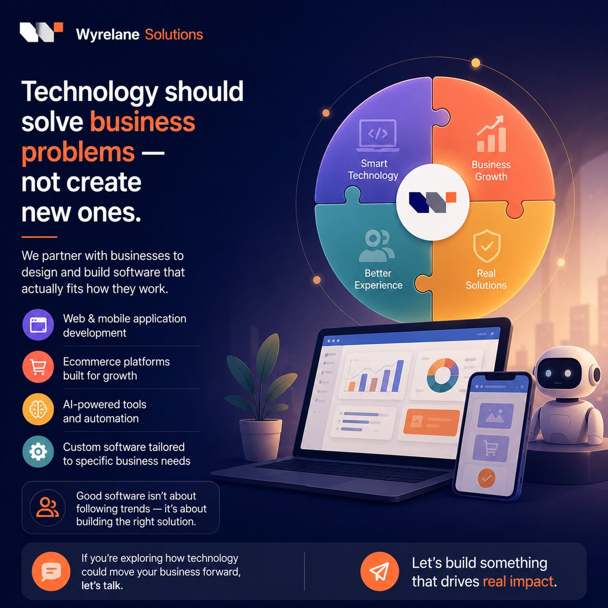 wyrelanesol's tweet photo. Software that solves real problems, not just code that compiles.
Web apps, e-commerce, AI tools, custom builds.
That's Wyrelane Solutions.
#SoftwareDevelopment #WebDev #TechAgency https://t.co/w86VkfZK3d