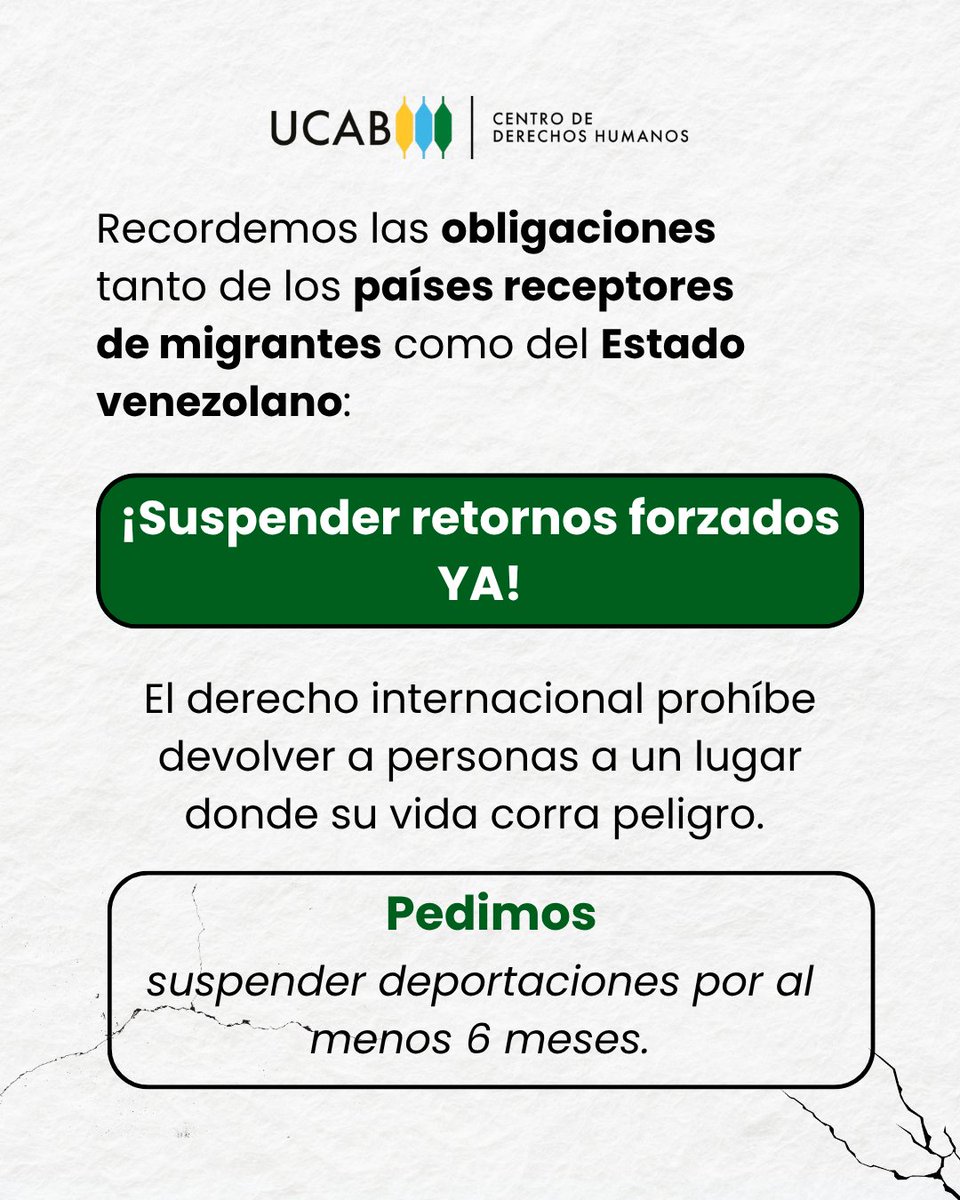 CDH_UCAB's tweet photo. Los derechos humanos no se detienen ante los desastres naturales

Ante este escenario, la protección de quienes huyen no es opcional; es una obligación internacional.

🔗Lee nuestras consideraciones aquí https://t.co/L6VRXRANcm https://t.co/glOMQoeL3X