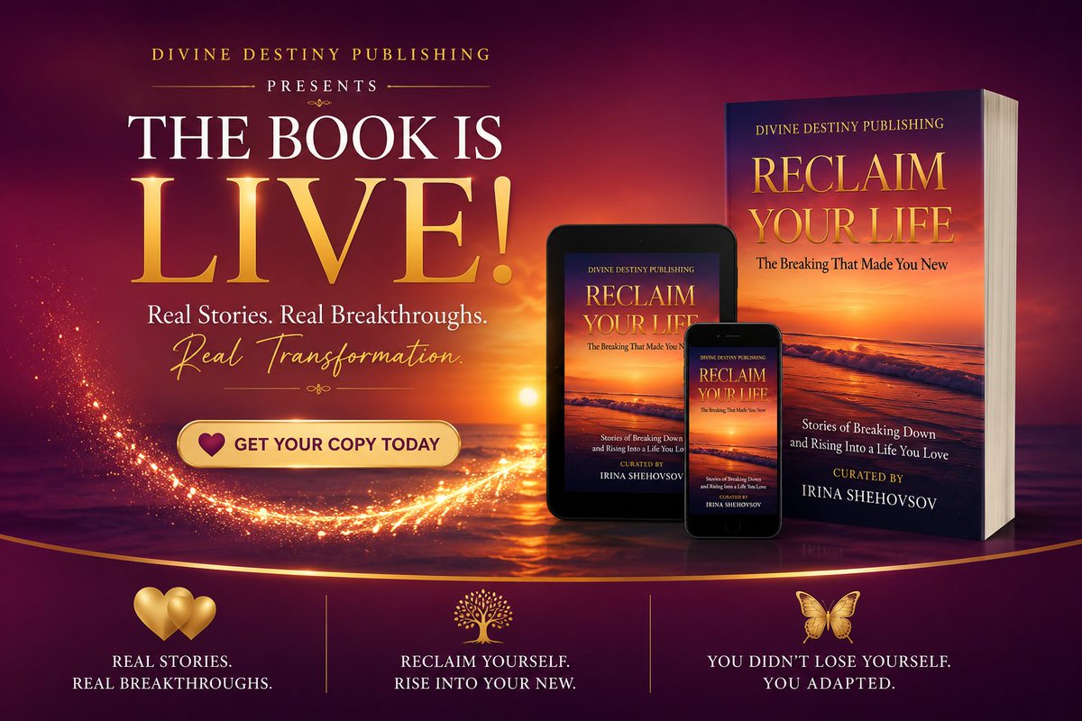 IShehovsov's tweet photo. ✨ IT'S LIVE! ✨

Reclaim Your Life: The Breaking That Made You New is now available!

Six stories. One powerful reminder: your breaking doesn't define your future.

💜 Your next chapter starts today.

📖 Get your copy: Link in bio

#BookLaunch #ReclaimYourLife #rylbook https://t.co/VCP4yFzWkH
