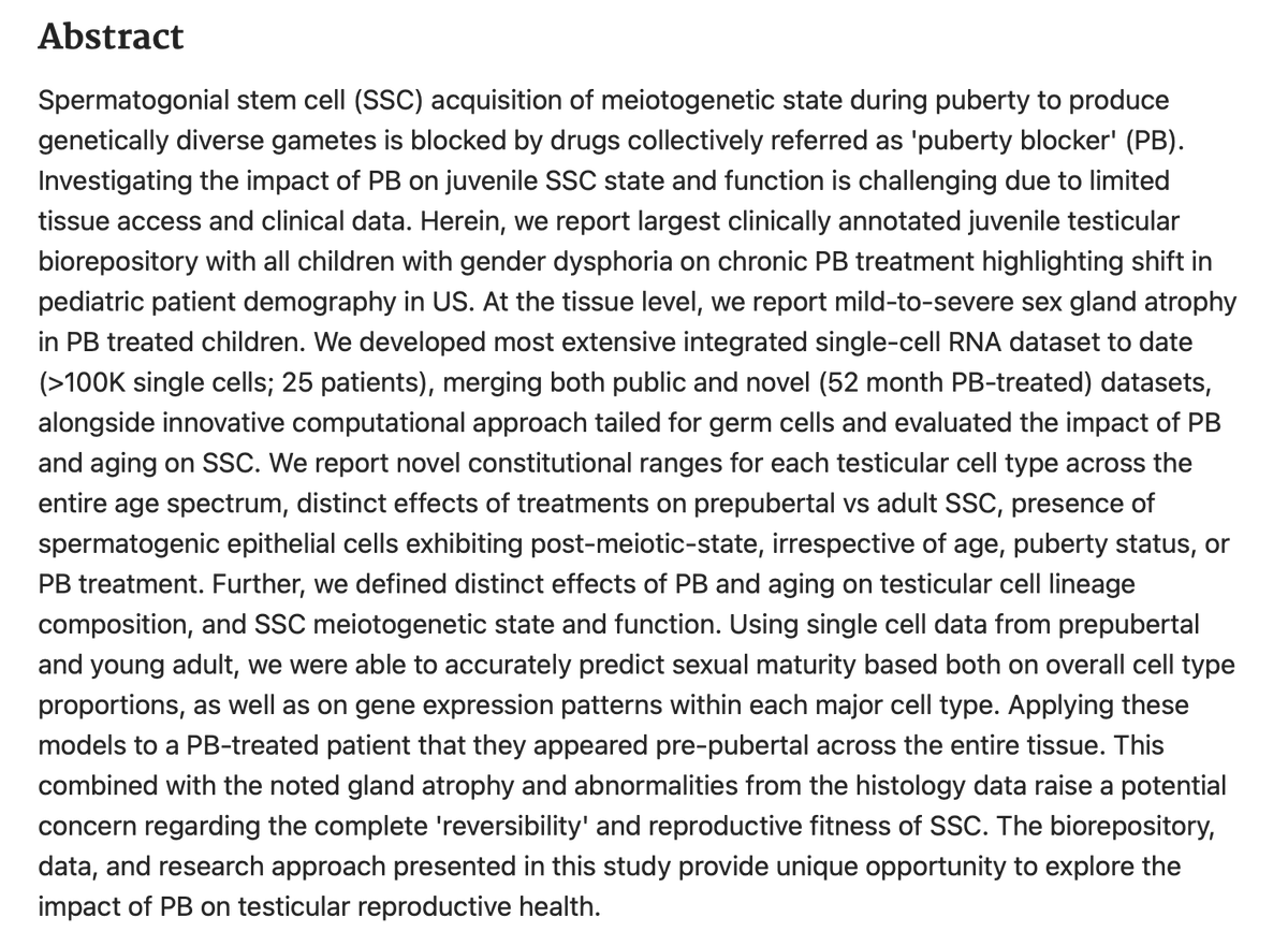 jk_rowling's tweet photo. You don't seem very good at big words, Tony, so I'll summarise this for you. The Mayo Clinic found testicular abnormalities in boys on puberty blockers which, they theorise, may mean an elevated risk of testicular cancer.

Girls put on Lupron (a puberty blocker) for early adolescence suffered seizures and bone thinning in adulthood as a result. These side effects have been known for many years now, but the pharmaceutical industry has found a wonderful new market for these powerful drugs, thanks to trans activism.

I understand that you and your ilk prefer to call other people 'retards' and 'cunts' for actually reading the studies rather than rushing to deny anything that disturbs the slogan repetition they call thinking, but try working a bit of factual evidence into your discourse. You never know, it might even get you laid.