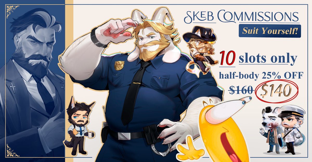 Plookys's tweet photo. Hey everyone! 
I really enjoyed drawing your OCs in suits, so I've decided to open these commissions again—this time with a few more slots available!
🔹If you're interested, feel free to send me a DM here on Twitter or on Discord (Plooky) https://t.co/fo3v4BKGg0