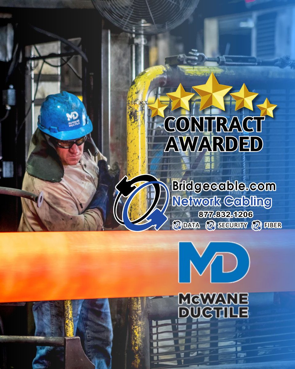 bridgecable's tweet photo. We would like to extend our sincere gratitude to McWane Ductile for their trust and partnership.
Thank you for choosing https://t.co/BGxK3kQu4V as your low-voltage and structured cabling partner!
https://t.co/wMQL0xzwaL
#ThankYou #TrustedPartner #McWaneDuctile #BridgeCable https://t.co/DHgX0gTSdI