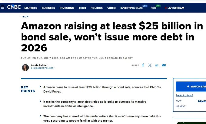 Linker868's tweet photo. $AMZN
 Also Amazon is raising additional $25B to increase their AI infra build out...that means more chip buying folks. https://t.co/BmMMcQPHQC