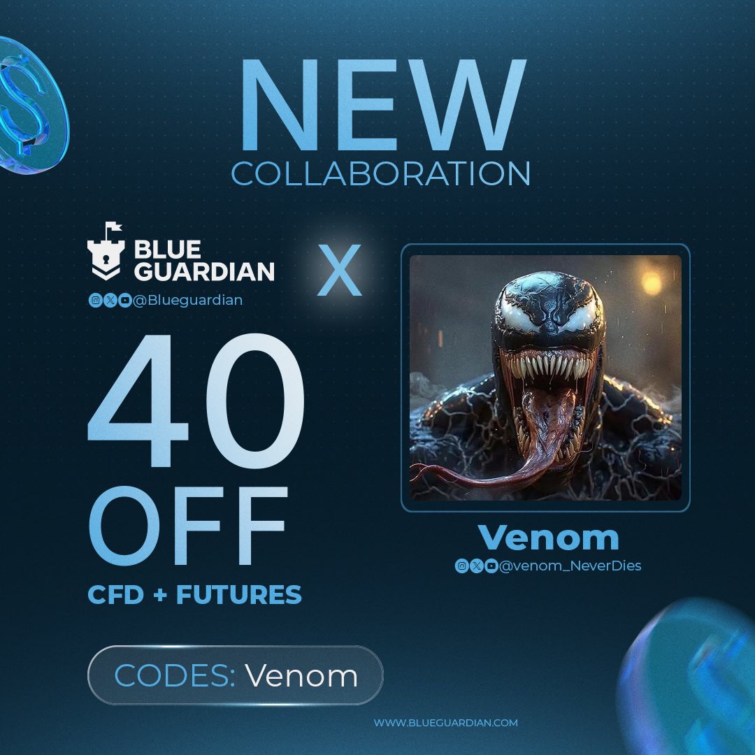 venom_NeverDies's tweet photo. New partnership announcement from @BlueGuardiancom 

- more things arriving soon 
- payout guarantee / protection 

Use code- VENOM for 40% on all accounts CFDs and futures 

Go now: https://t.co/H9w2XrKW7y

... https://t.co/xoBzSZ3kJo