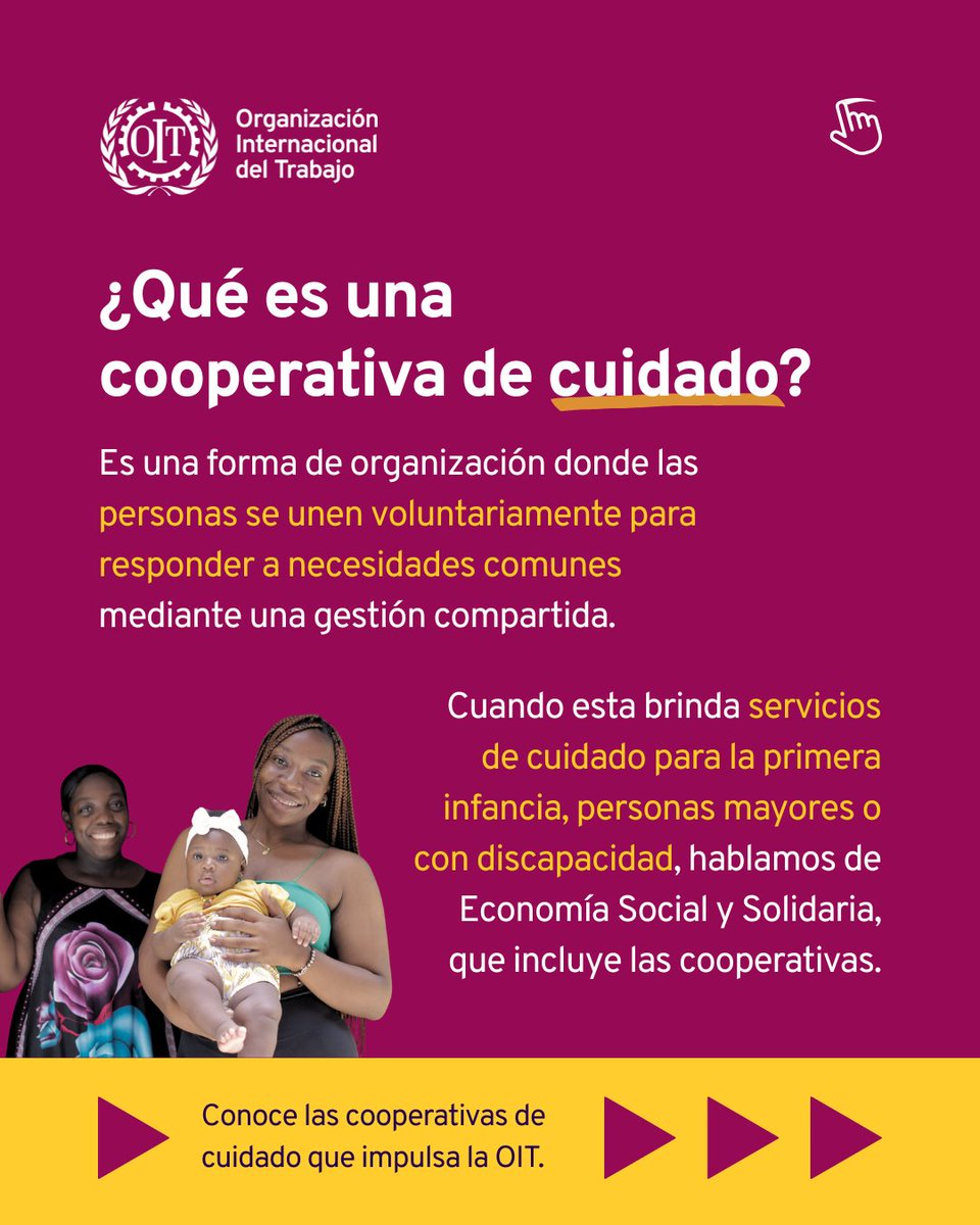 OITAmericas's tweet photo. Las cooperativas de #cuidado demuestran que organizar los cuidados desde las comunidades fortalece los derechos, genera trabajo decente y acerca los sistemas de cuidado a quienes más los necesitan. 🫂

Más información en: https://t.co/hRzk1wV4Xa https://t.co/NxlDGEQidx