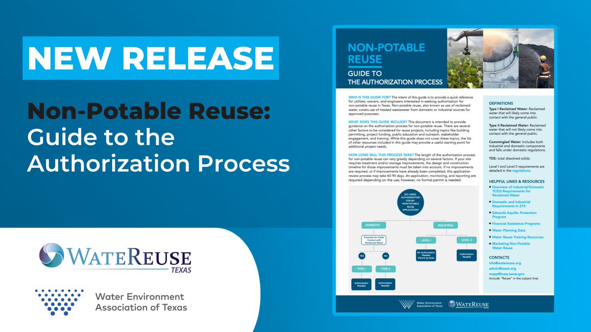 EpicCleantec's tweet photo. 💧 Looking to better understand non-potable water reuse in Texas?

The @WateReuseAssoci has recently published a new guide covering everything from Type I and Type II reuse to treatment requirements, permitting, funding, and public outreach. 

We’re especially proud that Epic Cleantec’s COO, Megan Thomas, contributed to the guide through her work with the Water Environment Association of Texas (WEAT) Water Reuse Committee. Her expertise helped shape this valuable resource, supporting the advancement of water reuse projects across Texas.

📘 Download it here: https://t.co/aghCyHWf3H