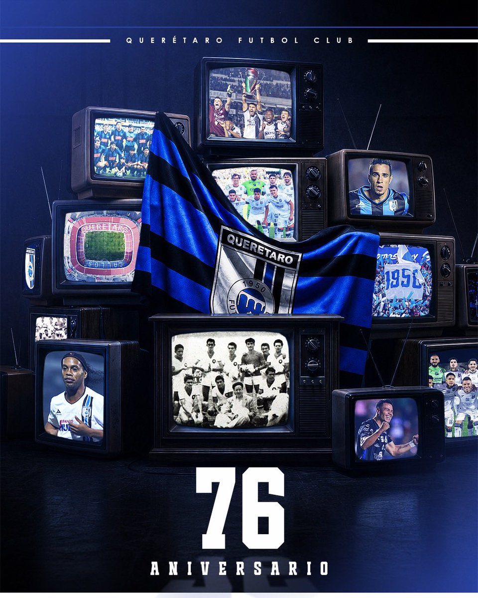 Club_Queretaro's tweet photo. El tiempo pasa, pero hay algo que nunca cambia: el orgullo de ser 442.

¡Felices 76 años de historia, Gallos! 💙🖤

#76Aniversario #Somos442 https://t.co/LZFa4buANo