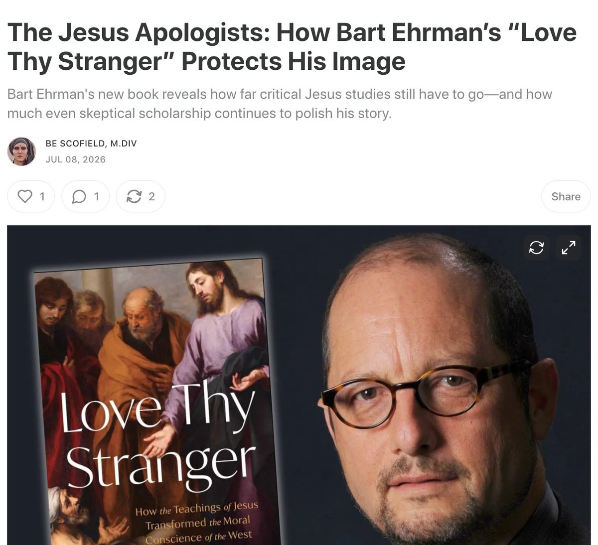 bescofield's tweet photo. My latest looks at how Jesus was a high-demand, charismatic guru and exposes how insular even "critical" Jesus scholars like @BartEhrman are. LINK: https://t.co/m05GdNoV6d #jesus #deconstructing #christianity https://t.co/yOuEsl4Ukd