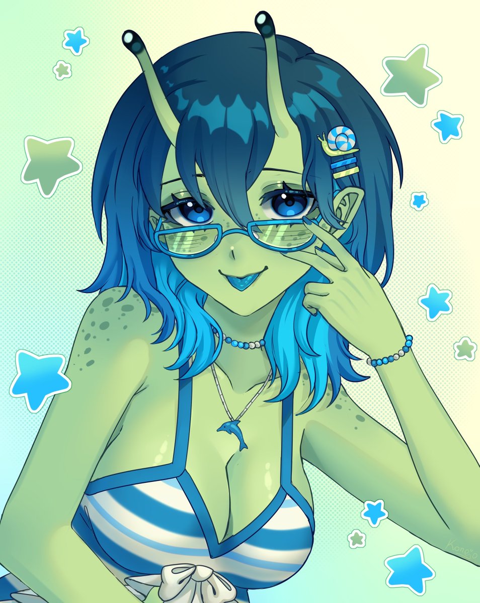 KON3JO_'s tweet photo. @seaweedvtt Here it is!
1.  art trade for my friend 🐹☕️
2. Art with my alien girl 👽💚 https://t.co/7DsQoXiKsr