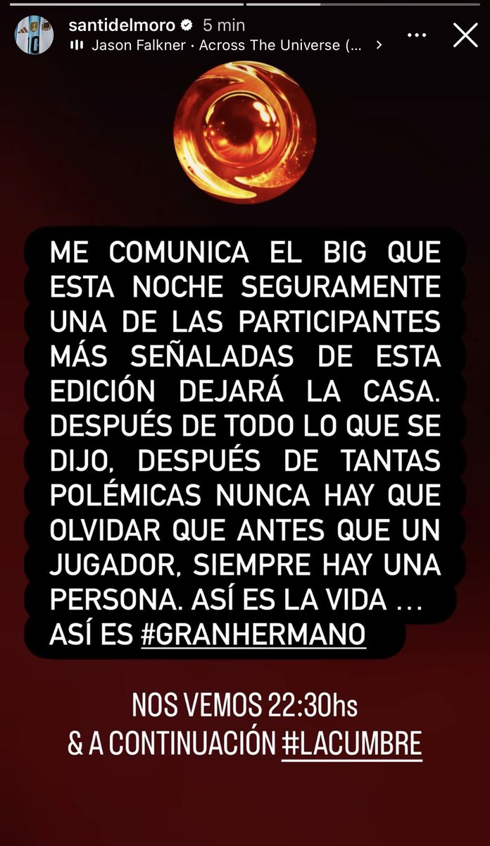 fedeebongiorno's tweet photo. 👁️ Cuenta @SANTIAGODELMORO que hoy abandonará #GranHermano una participante https://t.co/wX0MuZOikH