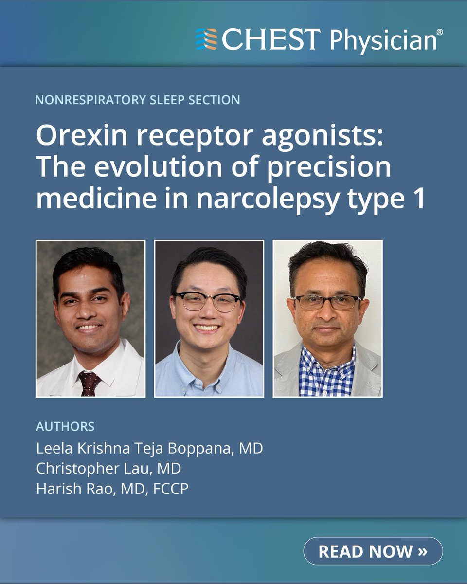 accpchest's tweet photo. The use of orexin receptor agonists represents a promising and exciting step toward a precision medicine approach that directly targets the underlying deficiency of orexin signaling in narcolepsy type 1. 🔗 Read the latest from the Nonrespiratory Sleep Section in CHEST Physician: https://t.co/bIQMV3VTqg