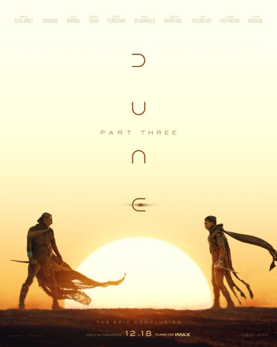 PopBase's tweet photo. Film poster for ‘Dune: Part Three.’ Out December 18th. https://t.co/VM5NyrkkHX