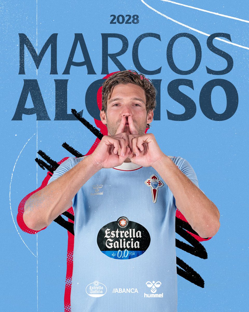 CeltaEnglish's tweet photo. 𝗢𝗙𝗙𝗜𝗖𝗜𝗔𝗟 📣 Marcos Alonso extends his contract until 2028!

The Spanish defender will embark on his third season in sky blue as Celta prepares for another European campaign.

Let's keep going together, @marcosalonso03! 🙌🩵