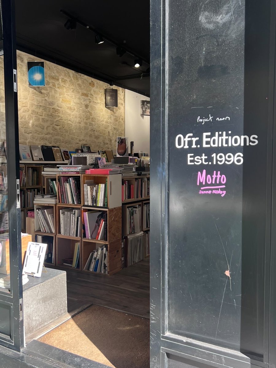 Mottobooks's tweet photo. Motto Paris (@ Ofr Editions)
Summer residency

6 rue des Filles du Calvaire
75003 Paris
Daily 12-8pm

Books, zines, cassettes, vinyls, cds, (…)

(Merci Marie, Alexandre, Antoine et Agulin!!) https://t.co/s4A7RqOXzn