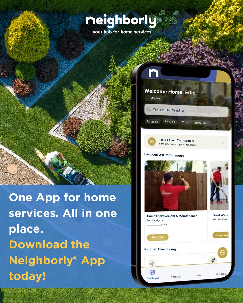 Neighborly's tweet photo. Find local pros near you with the Neighborly® App!

Quickly search, find, and schedule with our top-rated locally owned service providers for almost any service you may need for your home.

📲 Download the Neighborly® App from the App Store or Google Play to quickly connect... https://t.co/Lt1d8zzrYV