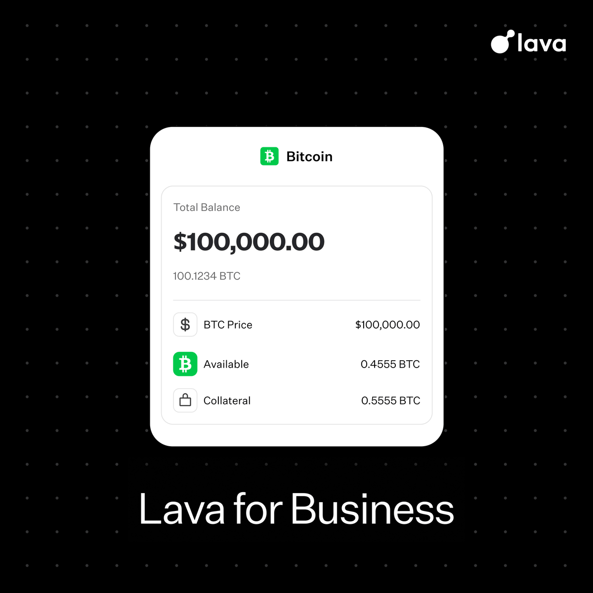 MarediaShehzan's tweet photo. Today we're introducing Lava for Business.

You can now open a Lava account for your company and access all of our features:

→ Borrow against your BTC at the lowest fixed rates
→ Earn 6.5% yield on USD 
→ Buy/sell BTC 
→ Move money globally via stablecoins or fiat https://t.co/4CrdIWsEnQ