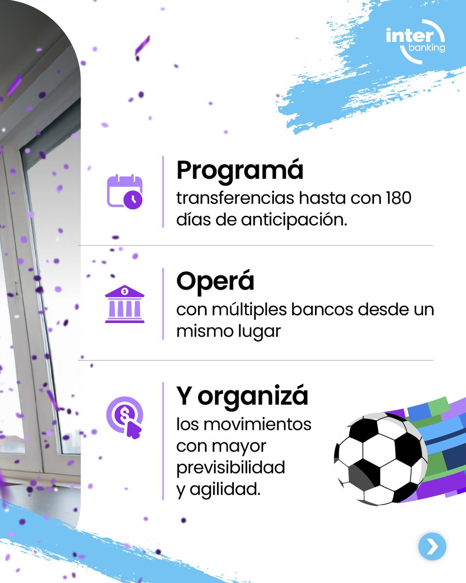 interbanking's tweet photo. 🇦🇷⚽ Anticipate y prepará la operatoria de tu empresa para que el trabajo no se detenga. Interbanking centraliza procesos, simplifica la administración y optimiza la gestión diaria. 🚀

Conocé más en: https://t.co/ALDrDynyop

#Interbanking #Tesorería #Mundial https://t.co/R2EDXs4X3d