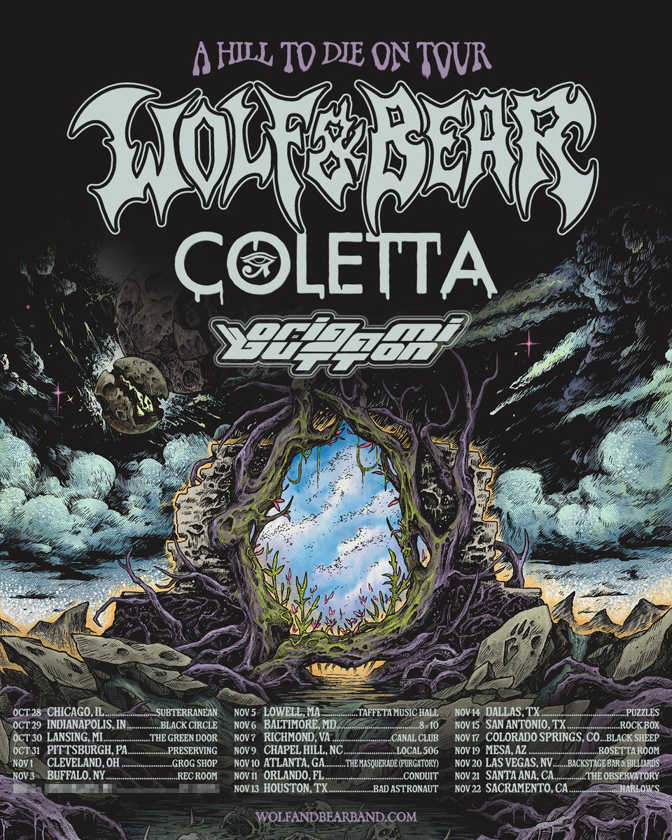 wolfandbearband's tweet photo. 𝗔 𝗛𝗶𝗹𝗹 𝗧𝗼 𝗗𝗶𝗲 𝗢𝗻 𝗧𝗼𝘂𝗿 𝙛𝙚𝙖𝙩𝙪𝙧𝙞𝙣𝙜 
@colettamusic and @origamibutton 
𝙏𝙞𝙘𝙠𝙚𝙩𝙨 𝙤𝙣 𝙎𝙖𝙡𝙚 𝙩𝙝𝙞𝙨 𝙁𝙧𝙞𝙙𝙖𝙮 𝟳/𝟭𝟬 https://t.co/S7iZlTYgIS