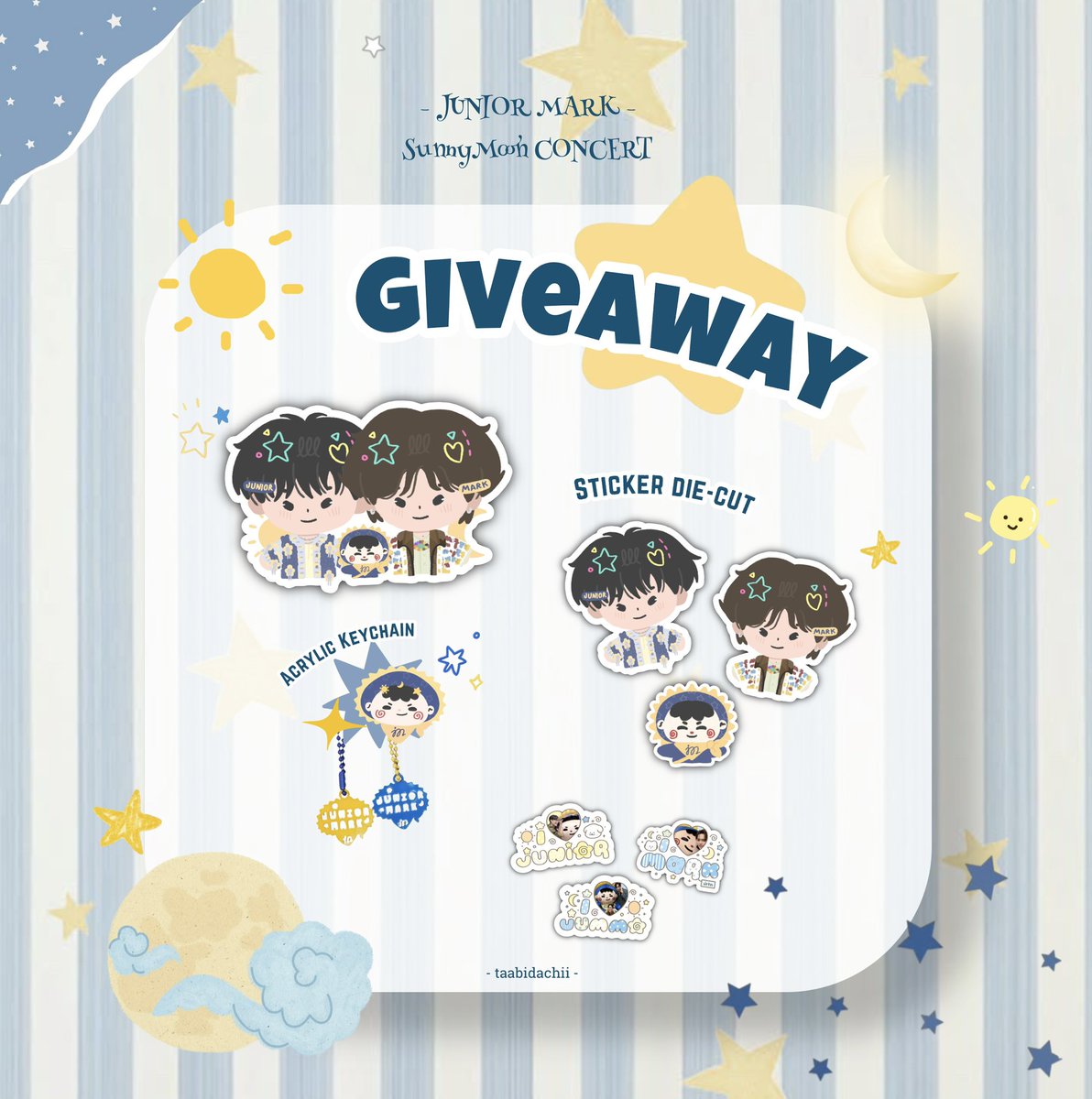 taabidachii's tweet photo. ☆ 𝑮𝒊𝒗𝒆𝒂𝒘𝒂𝒚 ; 𝑱𝑼𝑵𝑰𝑶𝑹𝑴𝑨𝑹𝑲
 ____𝑺𝒖𝒏𝒏𝒚𝑴𝒐𝒐𝒏 𝑪𝒐𝒏𝒄𝒆𝒓𝒕 ☀️🌙

✦ 𝐒𝐭𝐢𝐜𝐤𝐞𝐫 𝐝𝐢𝐞-𝐜𝐮𝐭 
✦ 𝐀𝐜𝐫𝐲𝐥𝐢𝐜 𝐊𝐞𝐲𝐜𝐡𝐚𝐢𝐧
   . 𝟏𝟎𝟎 𝐞𝐚 

🗓️ 𝟕•𝟖•𝟗 𝐀𝐔𝐆 𝟐𝟎𝟐𝟔
📍𝐁𝐈𝐓𝐄𝐂 𝐋𝐢𝐯𝐞

#JuniorMarkConcert
✦˚꒰ #junniorrs #markjrtn ꒱˚♡ https://t.co/rg38gyH5gO