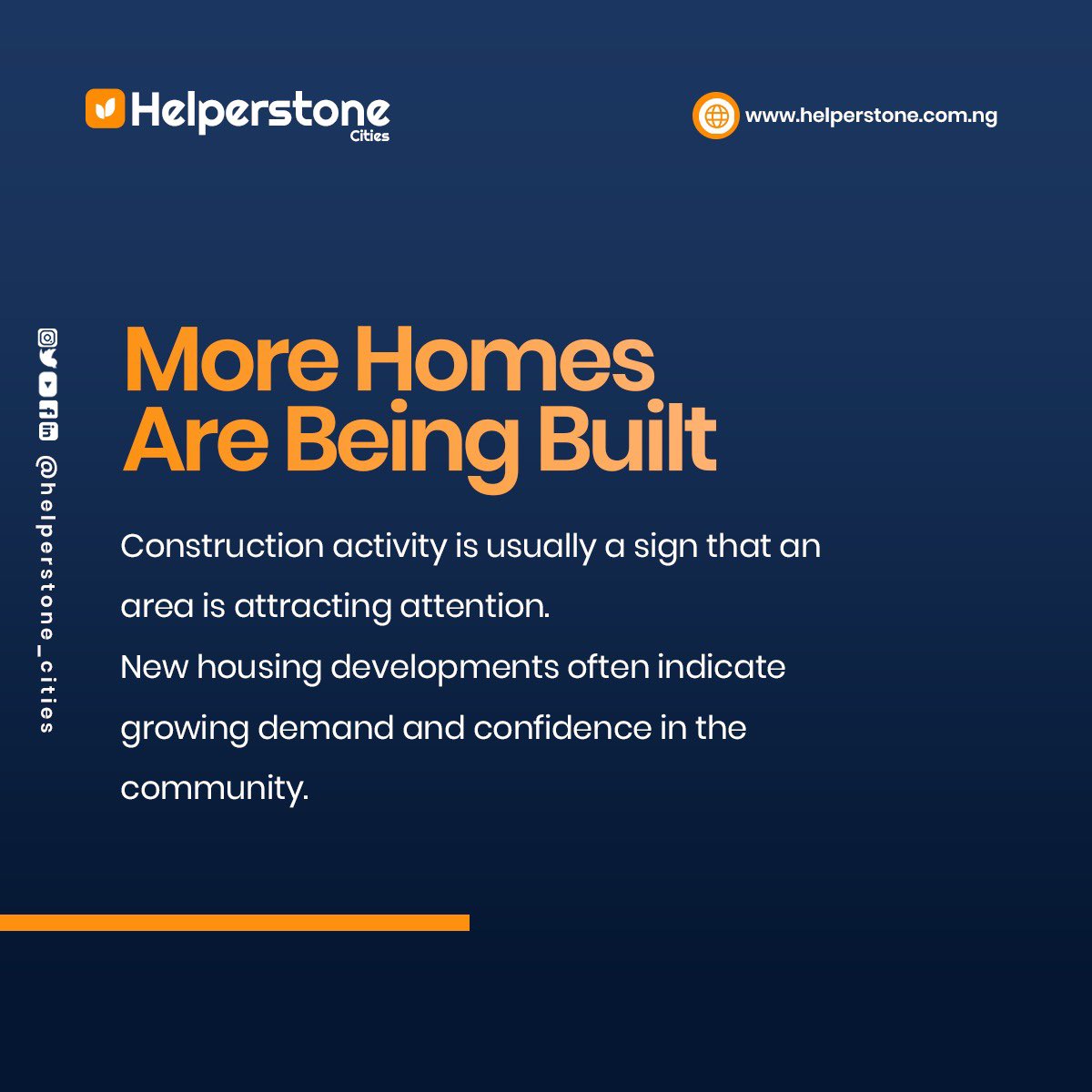 HelperstoneCity's tweet photo. Knowing what to look for can help you better understand how an area is changing over time.
From improved infrastructure to new businesses and housing developments, growth often leaves visible clues.
📍Which sign do you think is the strongest indicator of a potential investm https://t.co/7XmGXjSuan