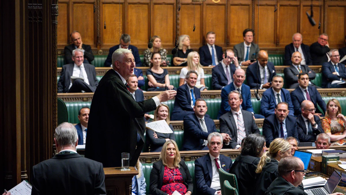 Sir Lindsay Hoyle, Speaker of the House of Commons, sits in the Speaker’s Chair in the House of Commons Chamber. 
