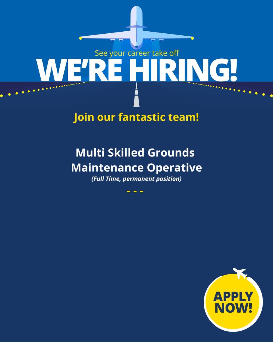 Exeter_Airport's tweet photo. We are hiring at Exeter Airport! ✈️

To find out more, or to apply, please visit: https://t.co/0exnAW5QC7

#FlyExeter https://t.co/M6oQMdGKMD