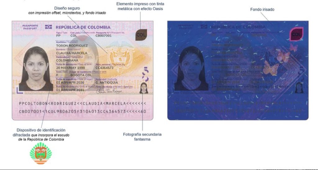 ByViral24's tweet photo. 🇨🇴🔴El nuevo ministro de relaciones exteriores @omarbula tiene el reto de acabar con este esperpento y desastroso diseño del pasaporte de Colombia que deja el gobierno @petrogustavo 

Crear un nuevo pasaporte que le de orgullo a los Colombianos https://t.co/0jZGI78rnb